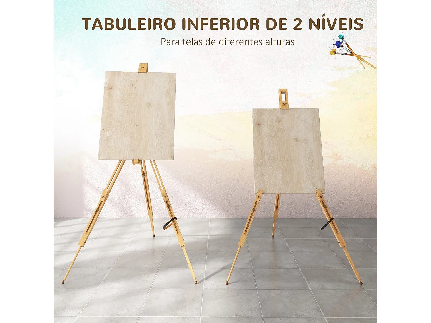Cavalete de Pintura Dobrável Vinsetto com Altura Ajustável em Madeira de Faia para Artistas