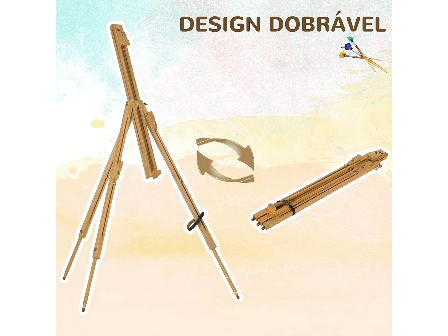 Cavalete de Pintura Dobrável Vinsetto com Altura Ajustável em Madeira de Faia para Artistas