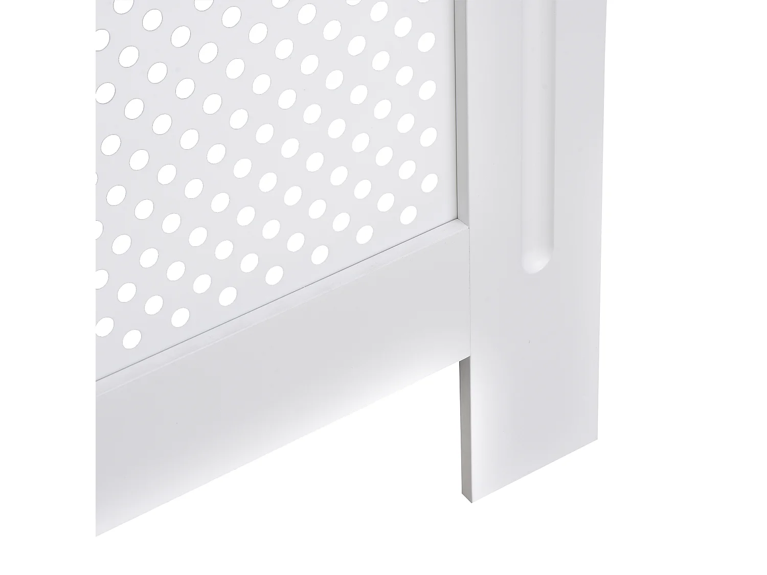Cache-radiateur design - habillage radiateur motif rond - dim. 78L x 19l x 82H cm - MDF blanc