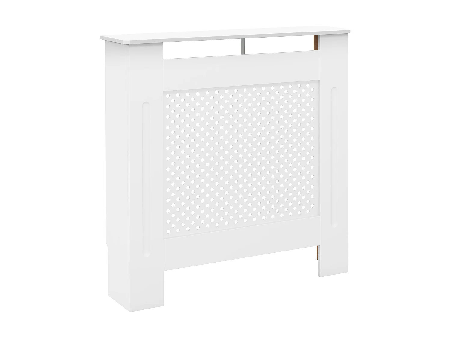 Cache-radiateur design - habillage radiateur motif rond - dim. 78L x 19l x 82H cm - MDF blanc