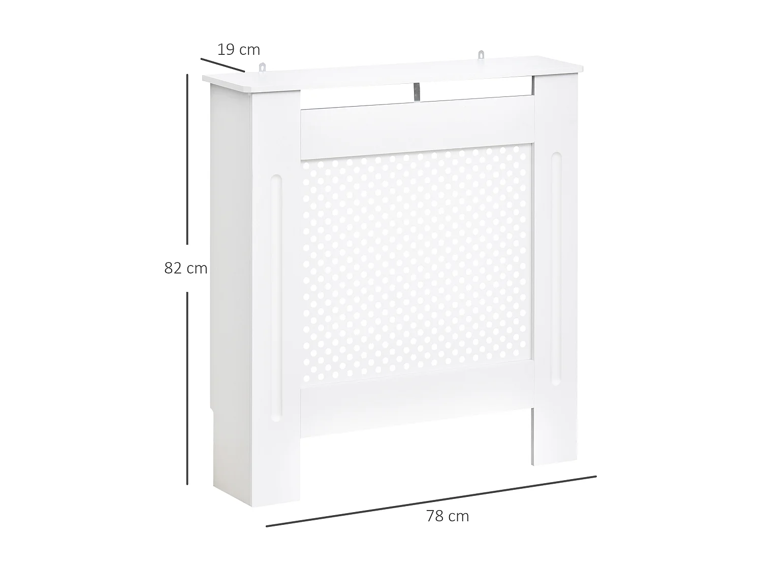 Cache-radiateur design - habillage radiateur motif rond - dim. 78L x 19l x 82H cm - MDF blanc