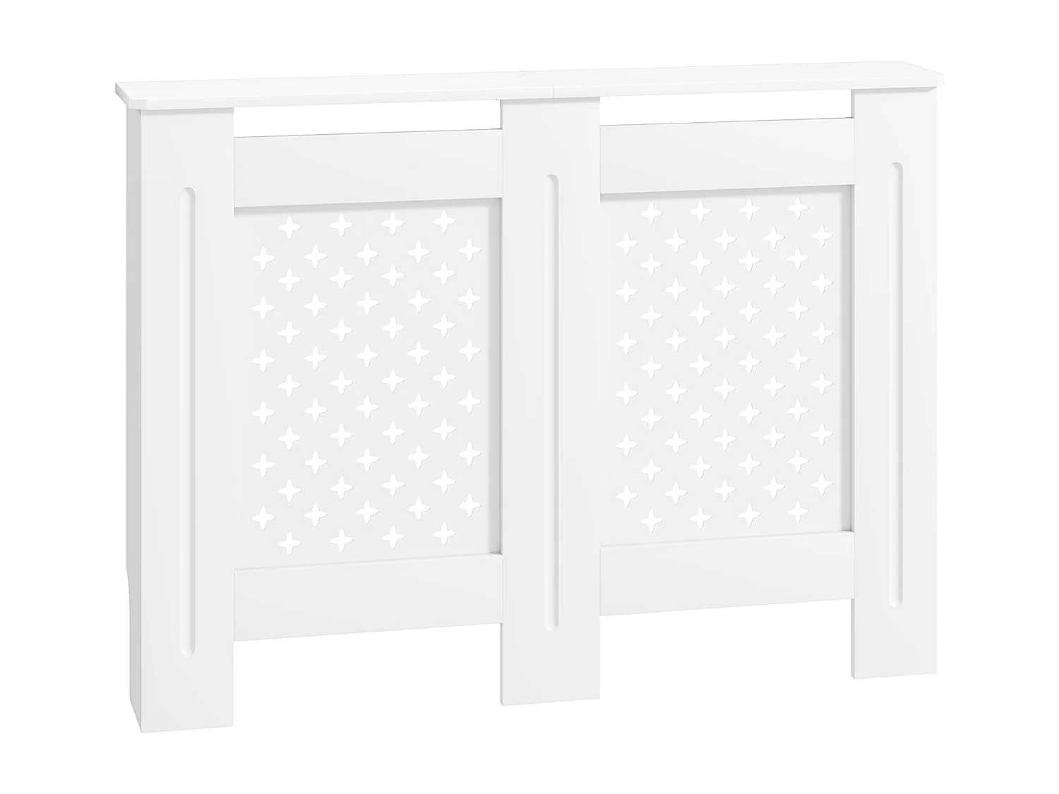 Cache-radiateur motif nid d'abeille - dim. 112L x 19l x 81H cm - MDF blanc