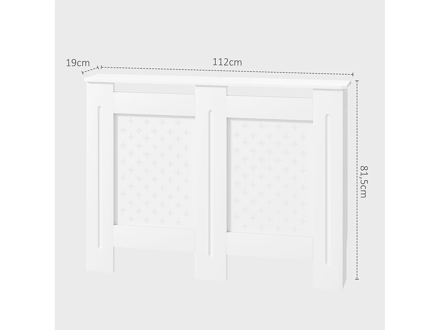Cache-radiateur motif nid d'abeille - dim. 112L x 19l x 81H cm - MDF blanc