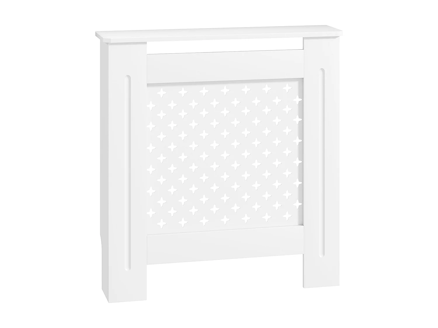 Cache-radiateur motif nid d'abeille - dim. 78L x 19l x 82H cm - MDF blanc