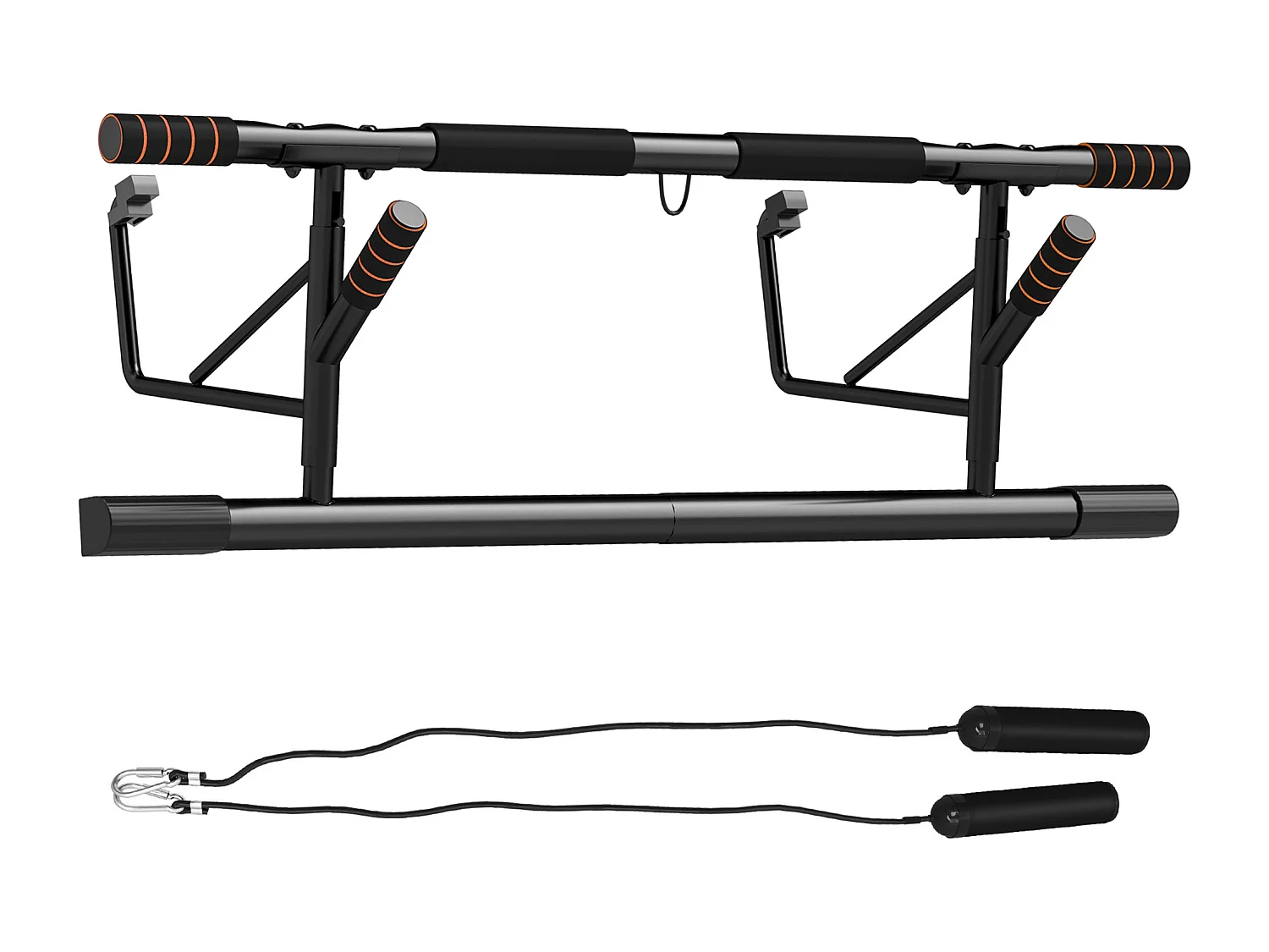 Barre de traction porte 2 bandes de résistance incluses max. 150 Kg acier orange noir