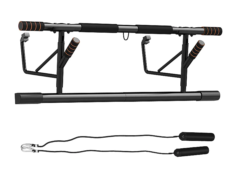 Barre de traction porte 2 bandes de résistance incluses max. 150 Kg acier orange noir