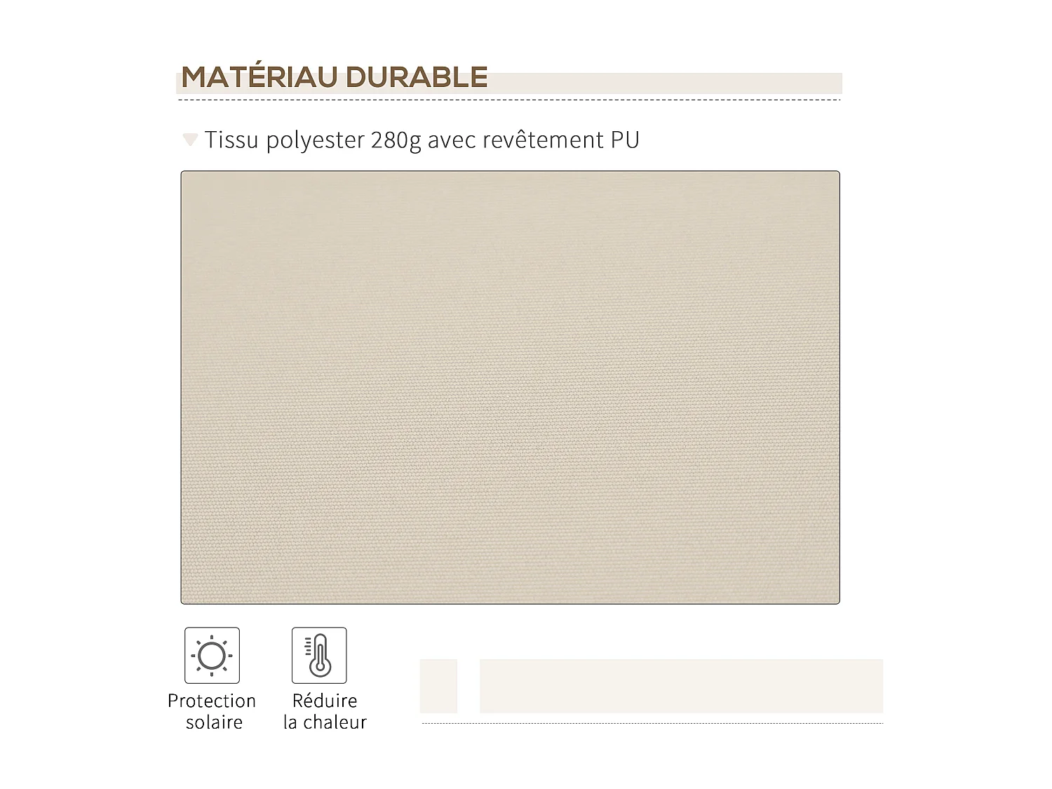 Store banne manuel rétractable aluminium polyester imperméabilisé 3,5L x 2,5l (avancée) m beige