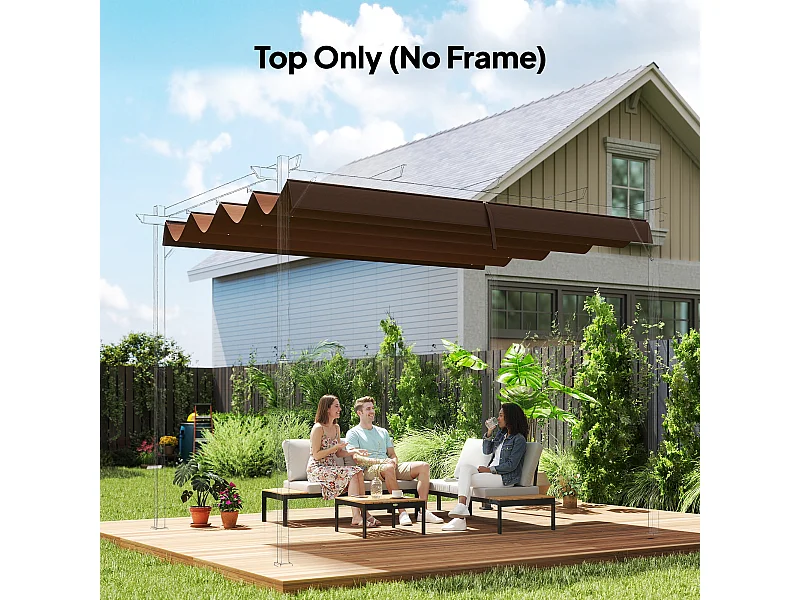 Toile de rechange pour pergola rétractable 3 x 2,15 m polyester haute densité 180 g/m² anti-UV30+ taupe