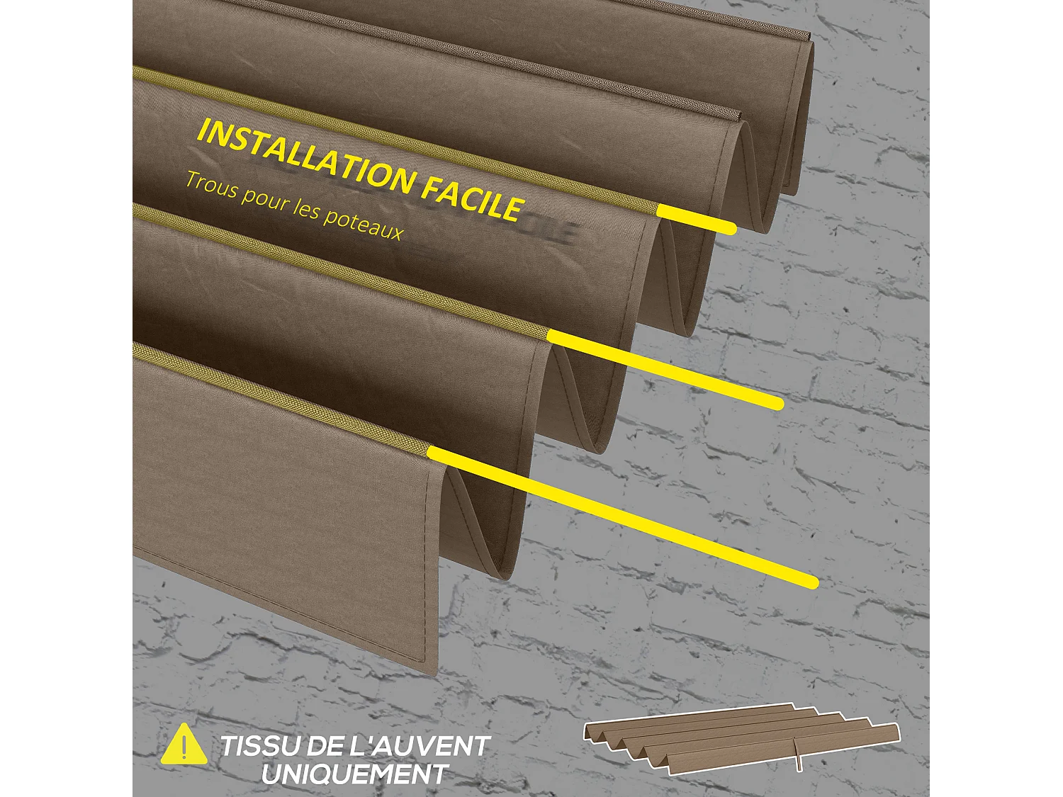 Toile de rechange pour pergola rétractable 3 x 2,15 m polyester haute densité 180 g/m² anti-UV30+ taupe