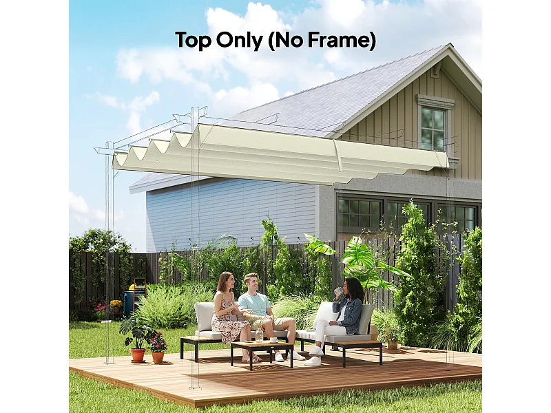 Toile de rechange pour pergola rétractable 3 x 2,15 m polyester haute densité 180 g/m² anti-UV30+ crème