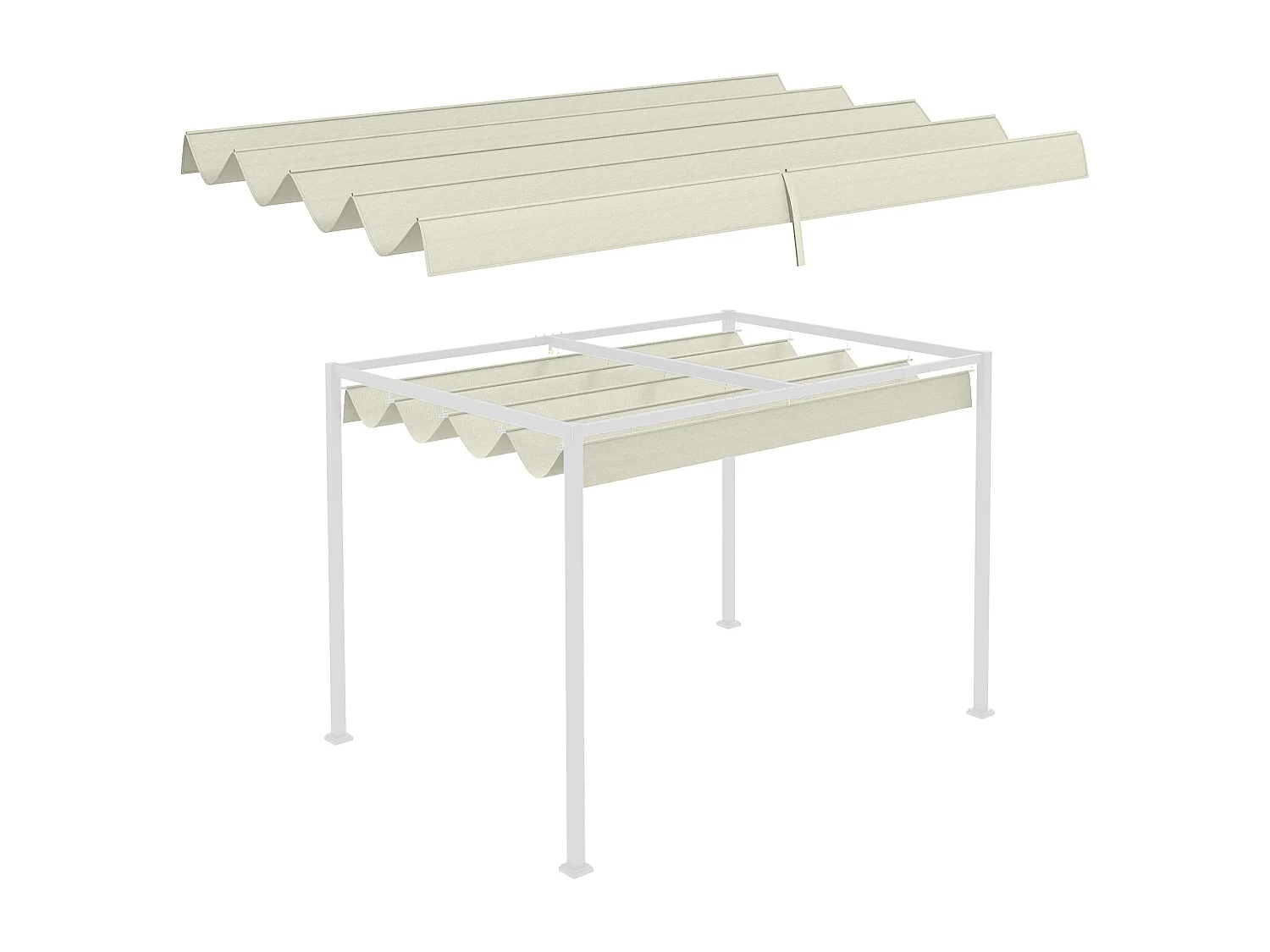 Toile de rechange pour pergola rétractable 3 x 2,15 m polyester haute densité 180 g/m² anti-UV30+ crème