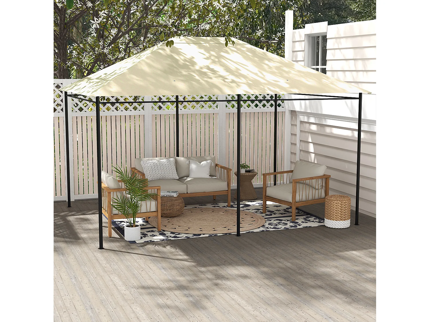 Toile de remplacement tonnelle 3 x 4 m tissu haute densité beige clair