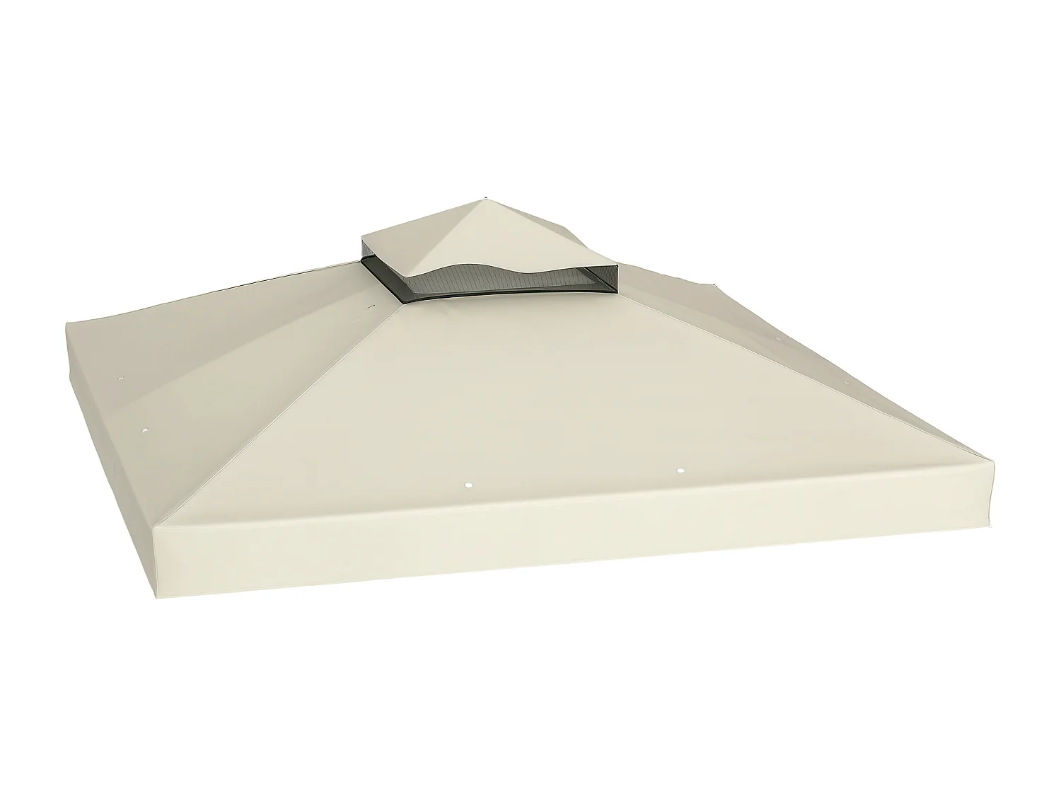 Toile de rechange barnum tonnelle 3 x 3 m - toit double avec œillets drainage - polyester haute densité 370 g/m² beige