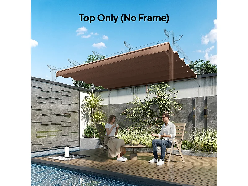 Toile de rechange pour pergola rétractable 3 x 3 m polyester haute densité 180 g/m² imperméabilisé chocolat