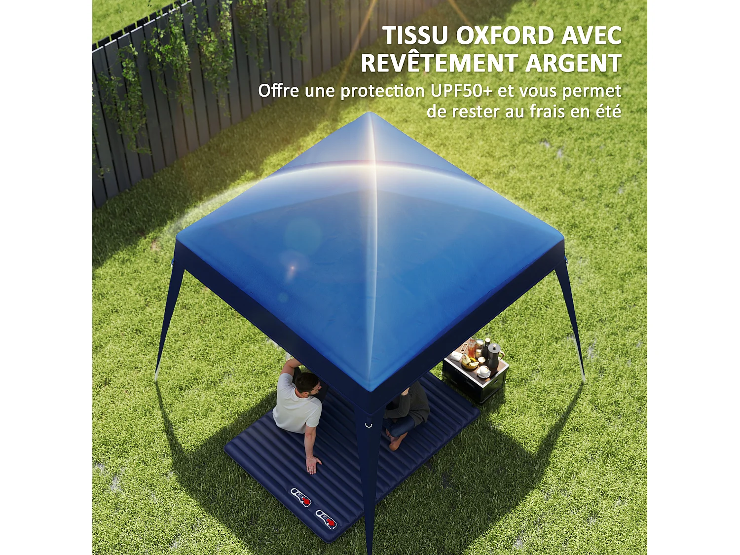 Toile de rechange pour barnum tonnelle 3 x 3 m(bas)/2,4 x 2,4 m(haut) protection solaire UPF50+ bleu