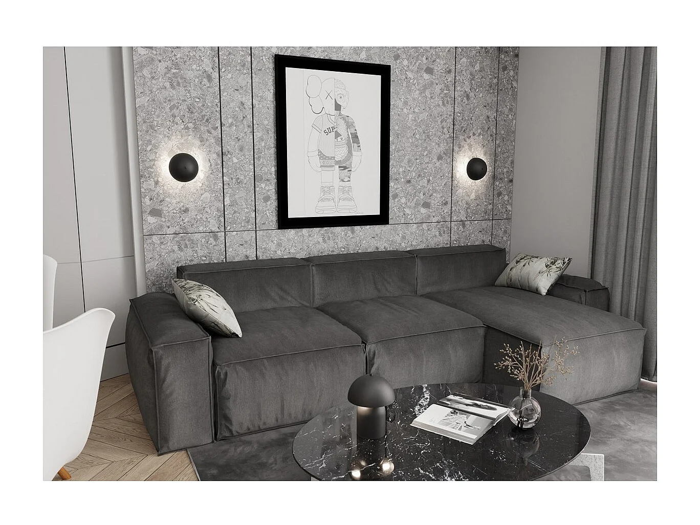 Lampada da Tavolo Mush, Nero, 18x24x18 cm, Seven Design