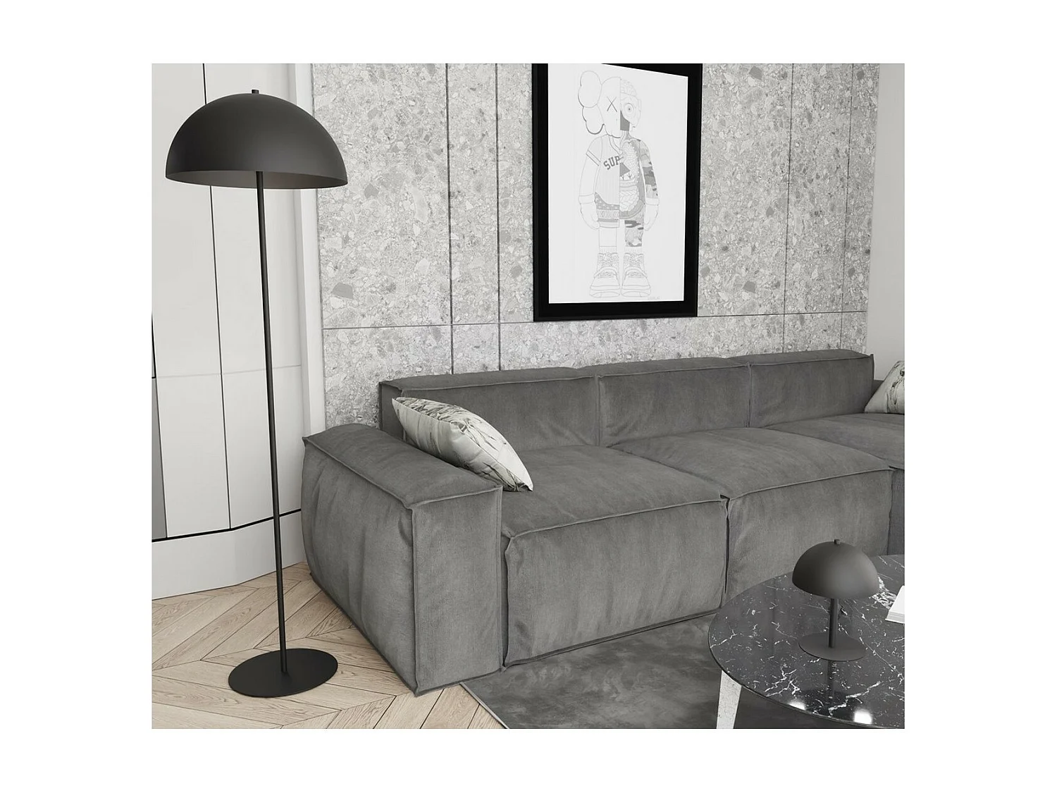 Candeeiro de Mesa Mogu, Preto, 18x24x18 cm, Seven Design