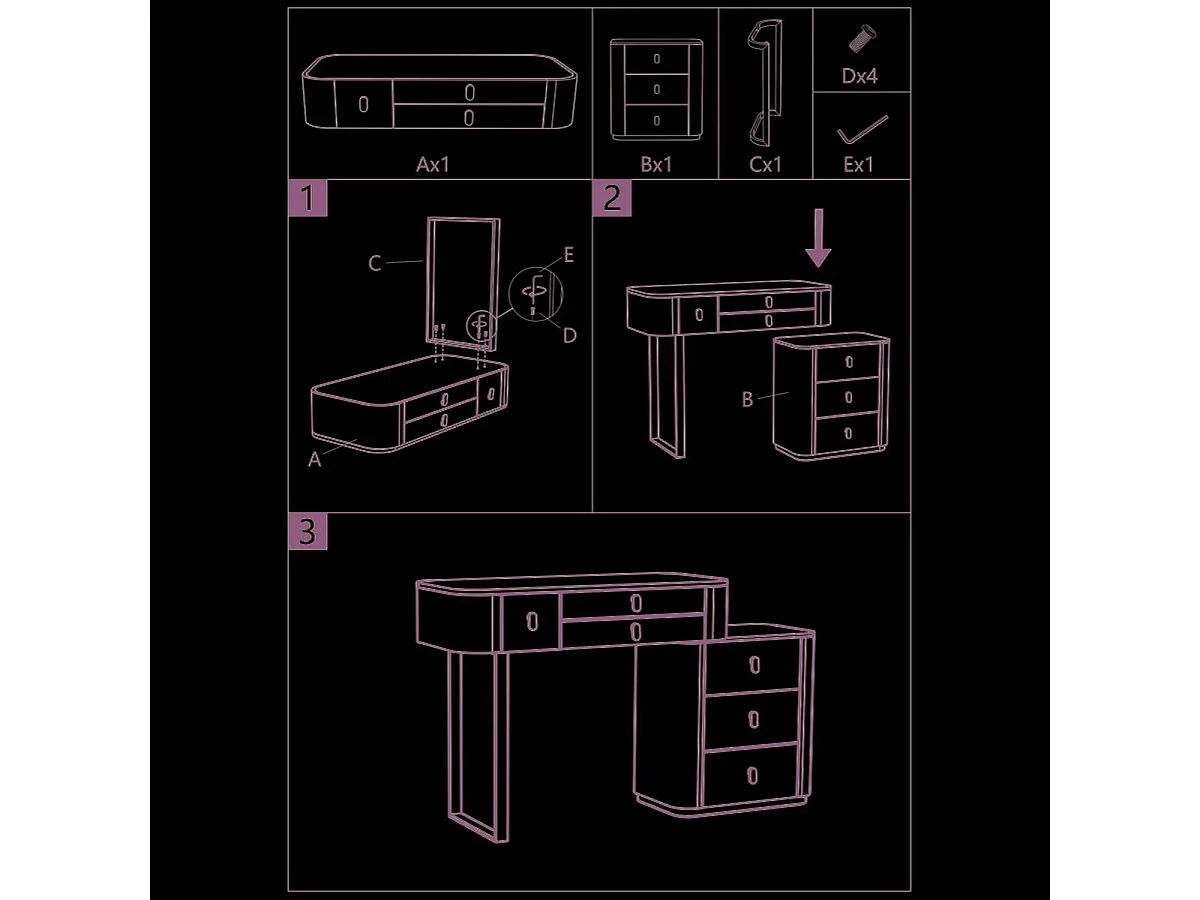 Coiffeuse MF19, Beige, 120x40x75 cm, Seven Design