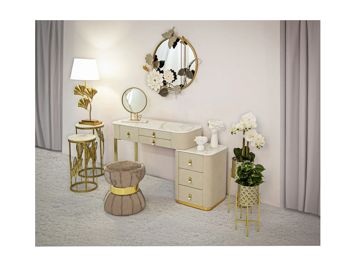 Coiffeuse MF19, Beige, 120x40x75 cm, Seven Design