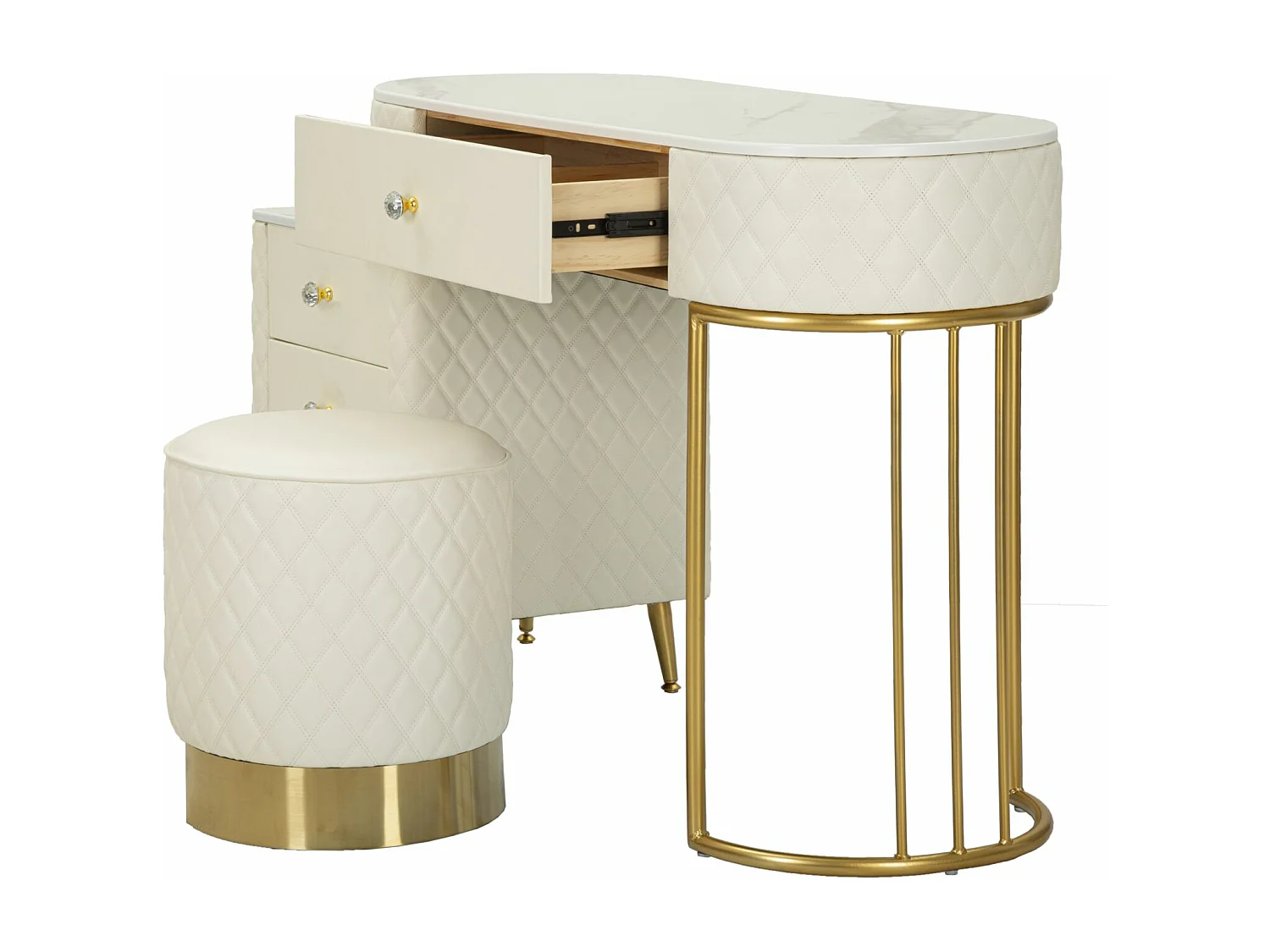 Console à Maquillage MF21, Blanc, 120x40x75 cm, Epikasa