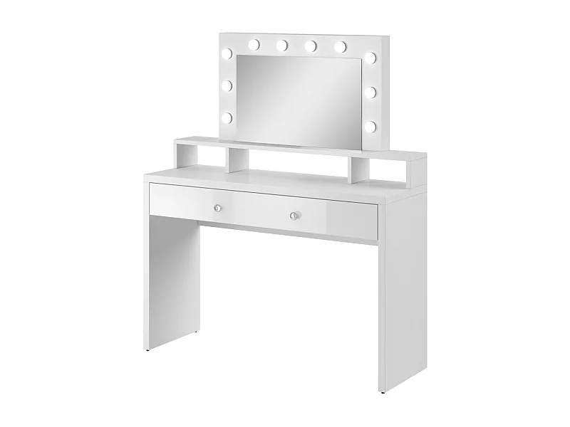 Coiffeuse SENSA blanche – Con espejo, cajón, estante y LED – Diseño limpio y funcional