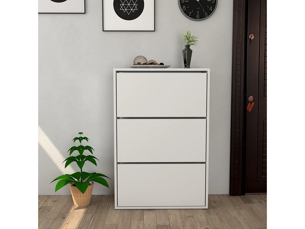 Mueble Zapatero Isabella, Blanco, 24x74x110 cm, Epikasa