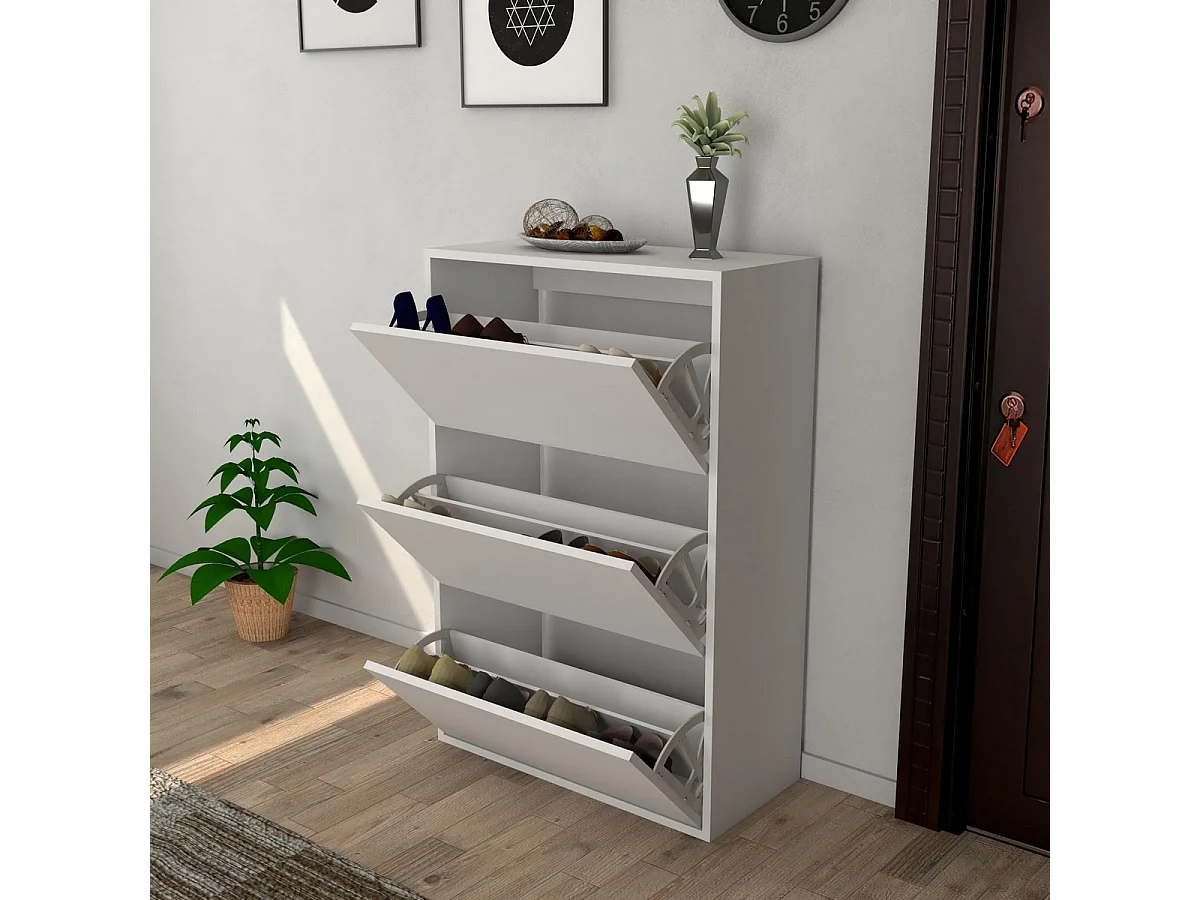 Mueble Zapatero Isabella, Blanco, 24x74x110 cm, Epikasa