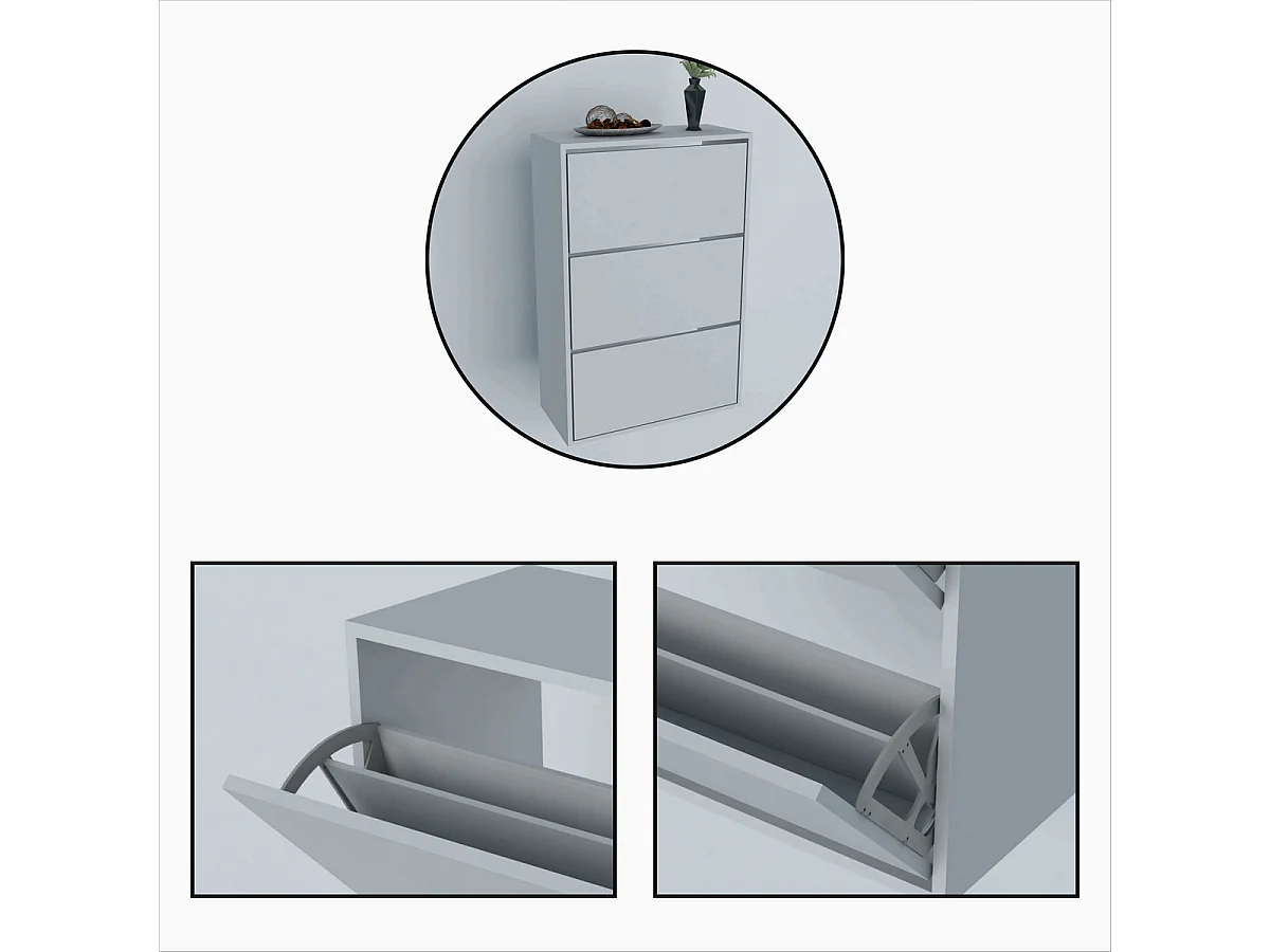 Mueble Zapatero Isabella, Blanco, 24x74x110 cm, Epikasa