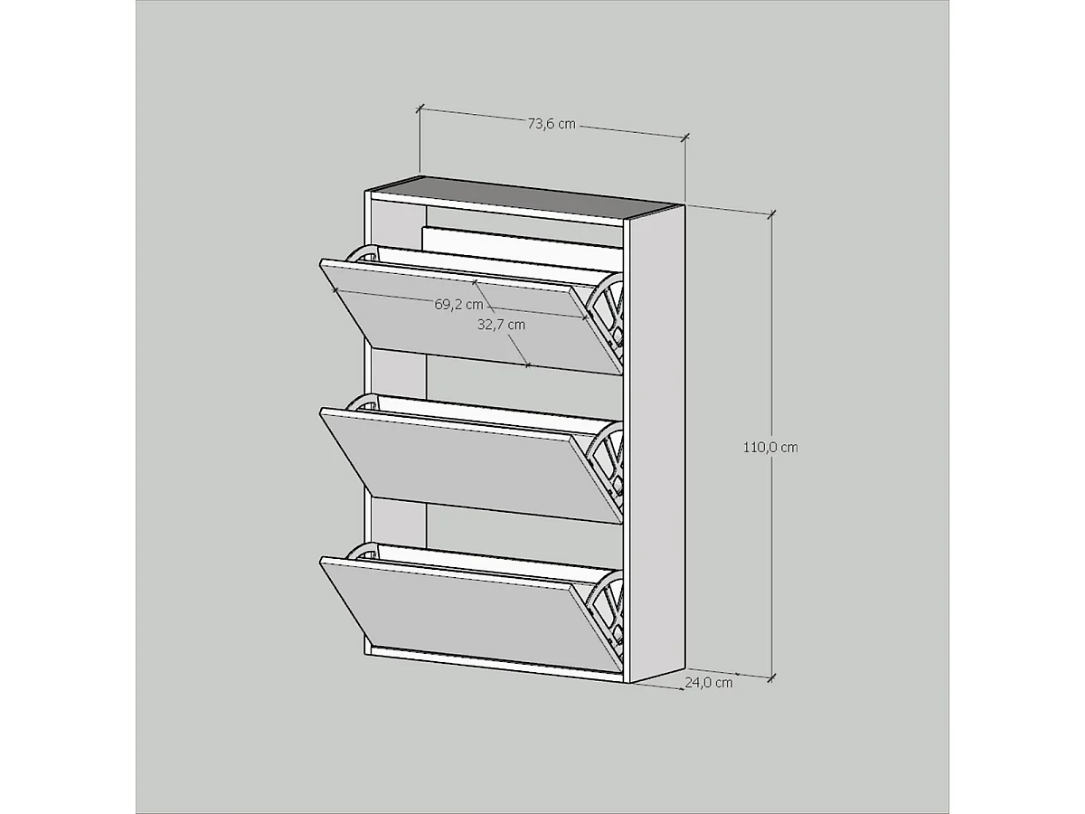 Mueble Zapatero Isabella, Blanco, 24x74x110 cm, Epikasa