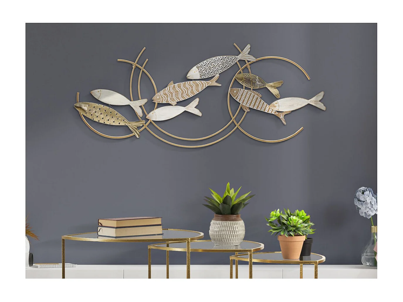 Décoration 3D en Métal Poisson 3, Multicouleur, 142,9x5x61,6 cm, Seven Design