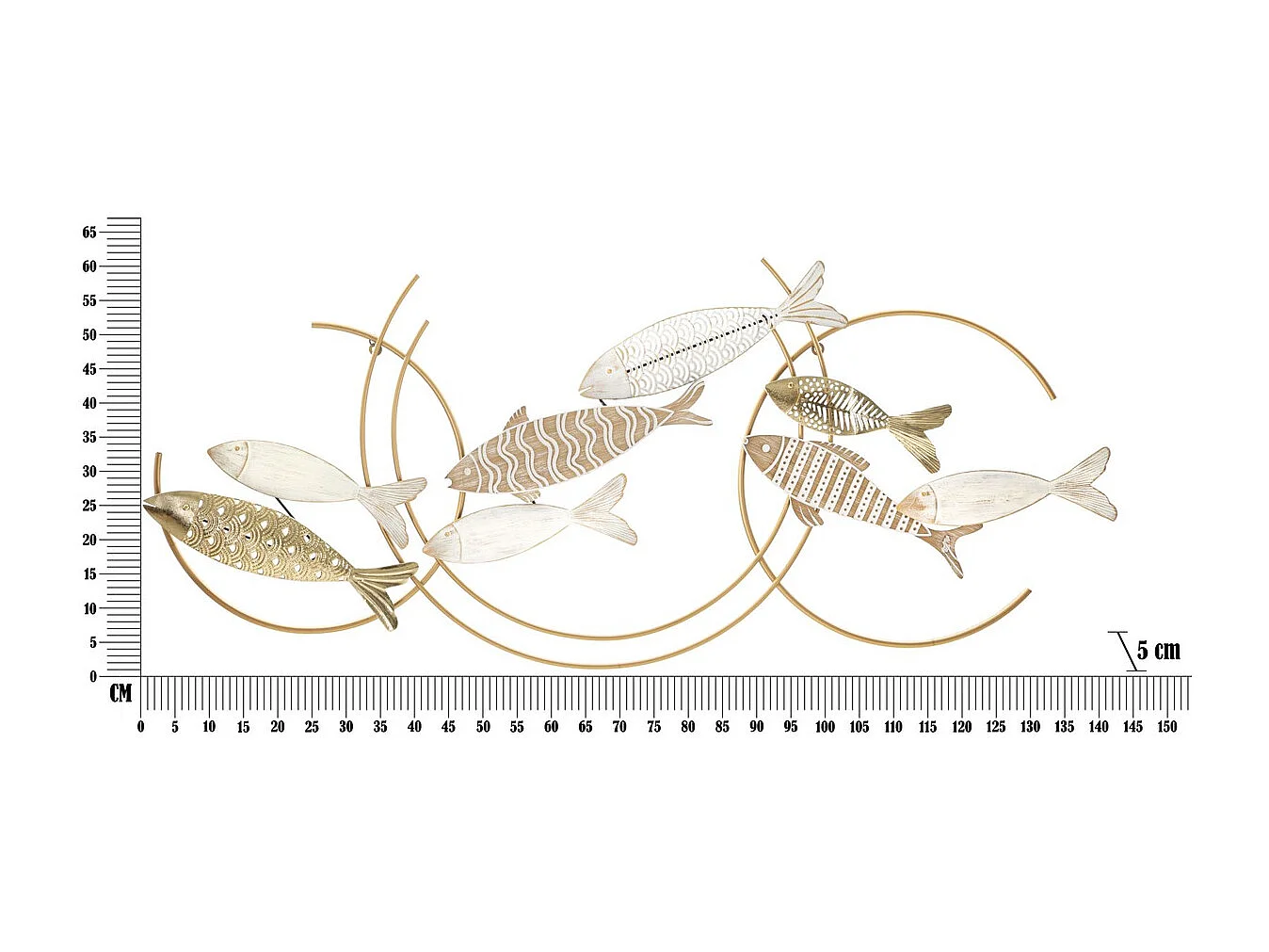 Décoration 3D en Métal Poisson 3, Multicouleur, 142,9x5x61,6 cm, Seven Design