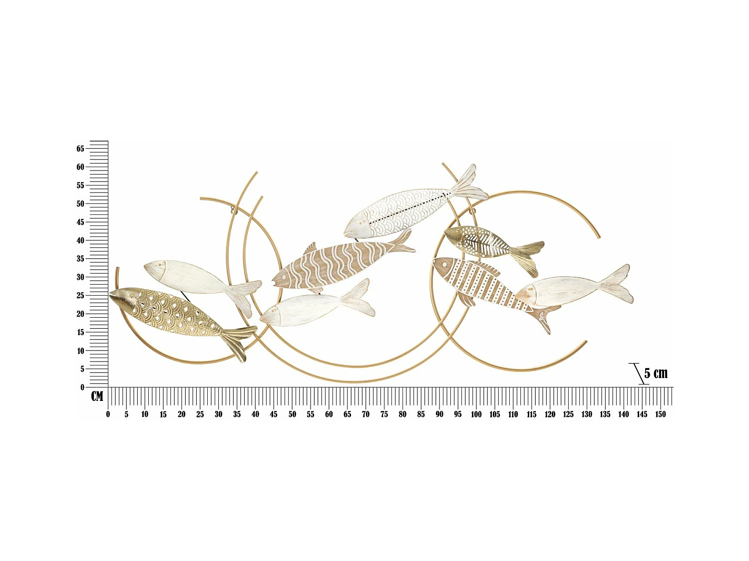 Décoration 3D en Métal Poisson 3, Multicouleur, 142,9x5x61,6 cm, Epikasa