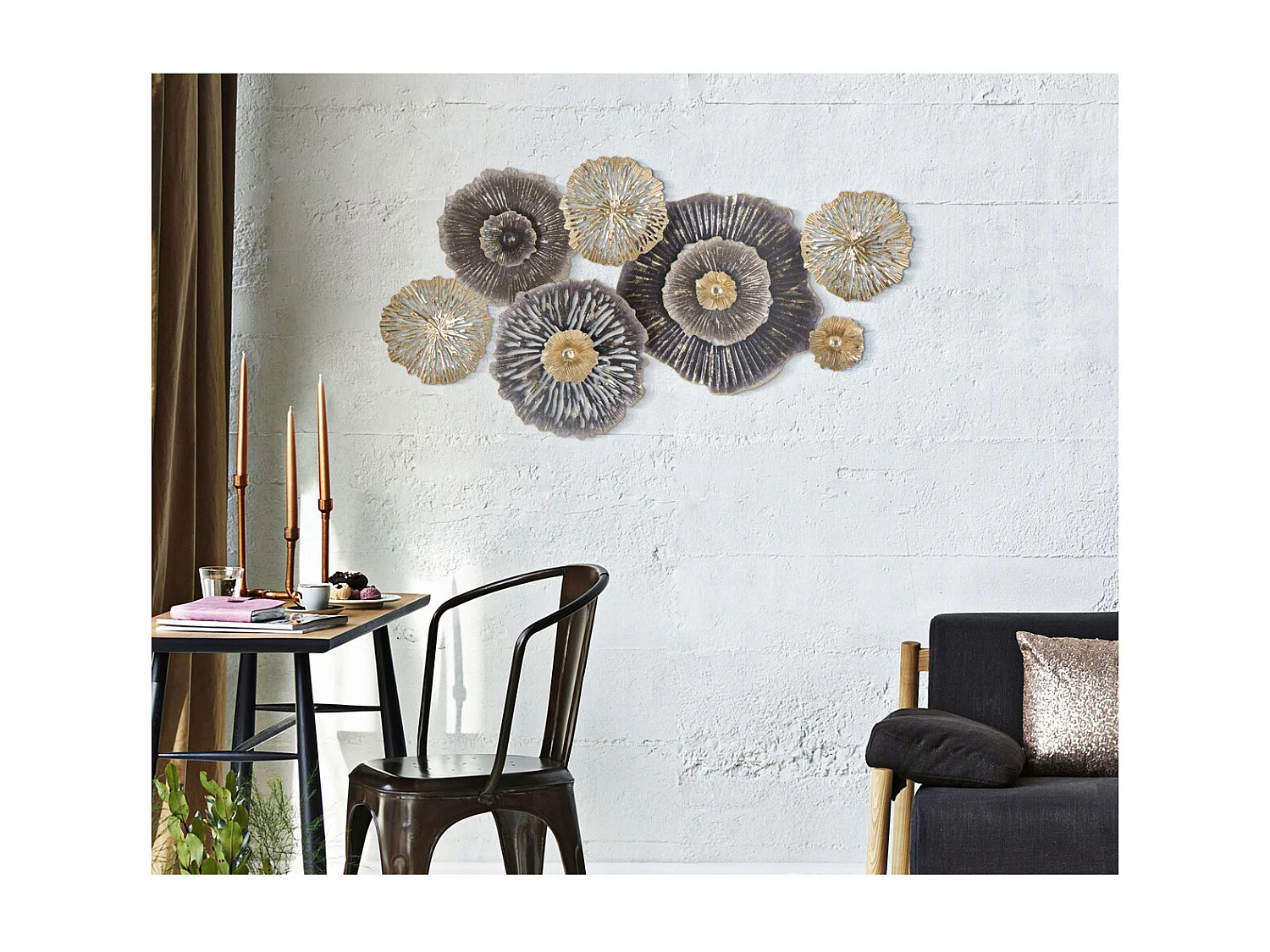 Décoration 3D en Métal Fleurs 20, Multicouleur, 96,5x5,7x51 cm, Seven Design