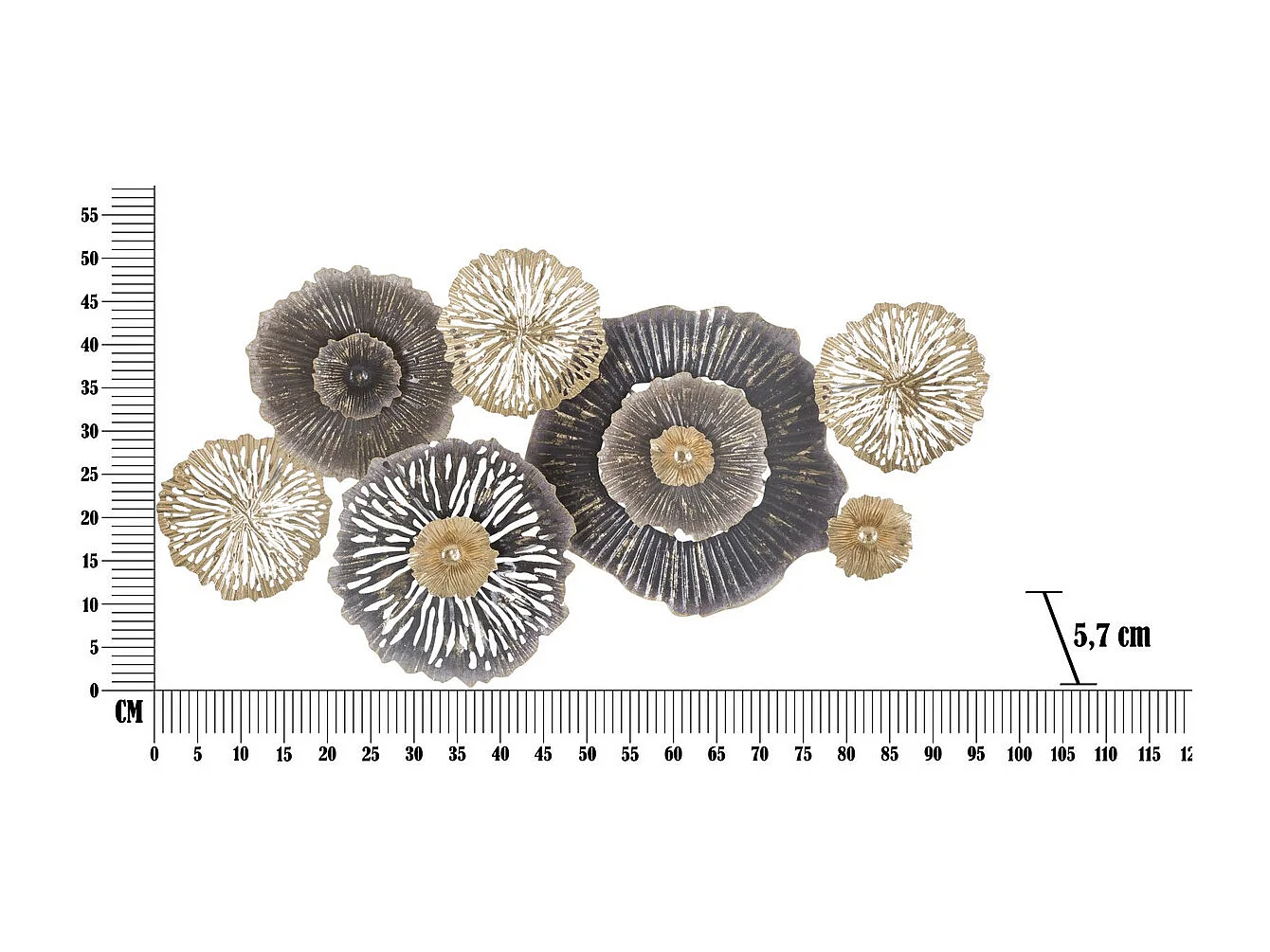 Metalowa Dekoracja 3D Kwiaty 20, Wielokolorowy, 96,5x5,7x51 cm, Seven Design