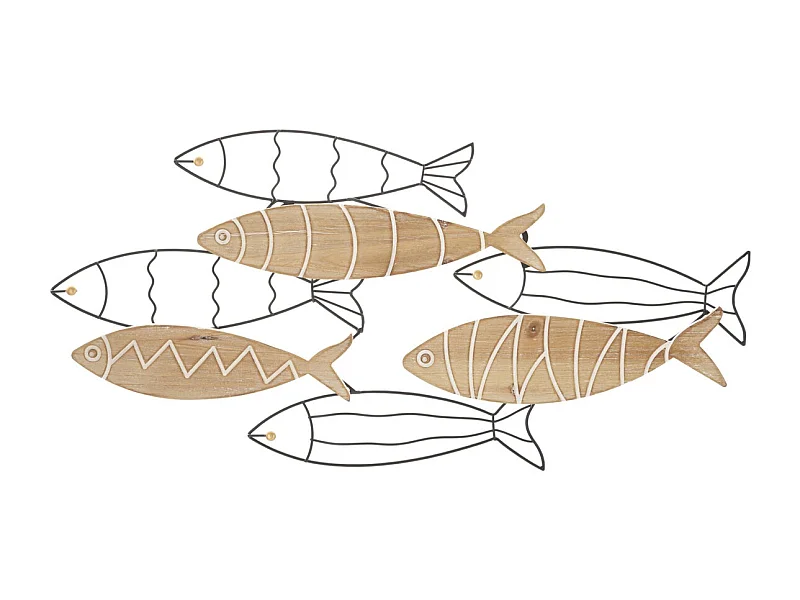 Décoration 3D en Métal Poisson 7, Marron, 60x2x30 cm, Seven Design