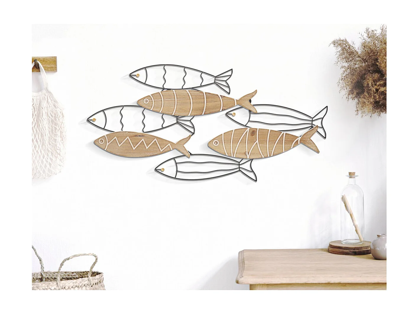 Décoration 3D en Métal Poisson 7, Marron, 60x2x30 cm, Seven Design