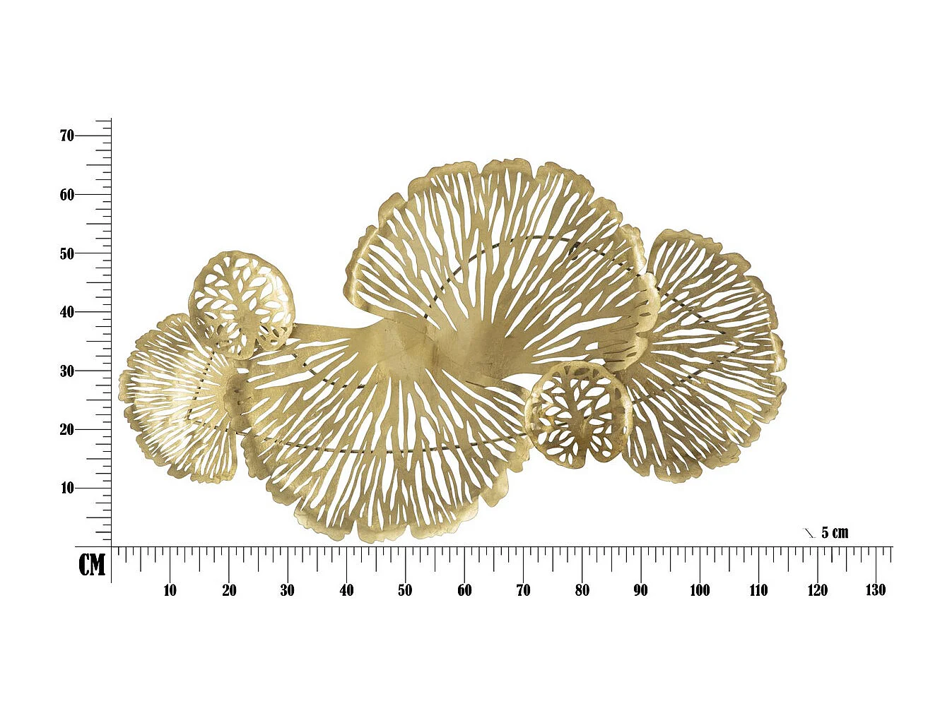 Décoration 3D en Métal Feuille 21, Or, 115x5x64 cm, Seven Design