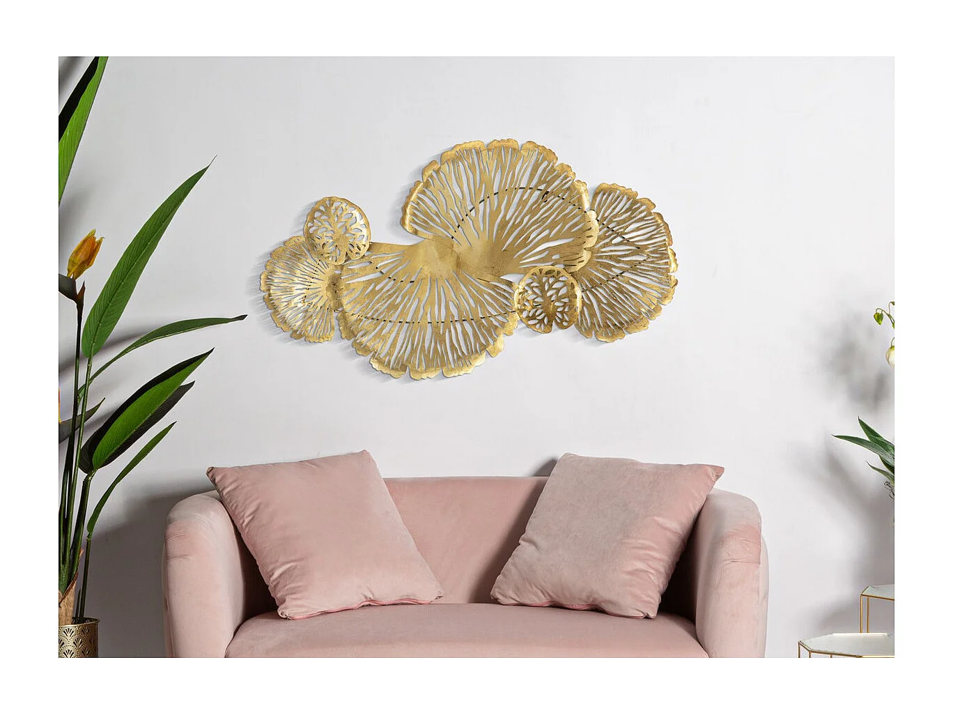 Décoration 3D en Métal Feuille 21, Or, 115x5x64 cm, Seven Design