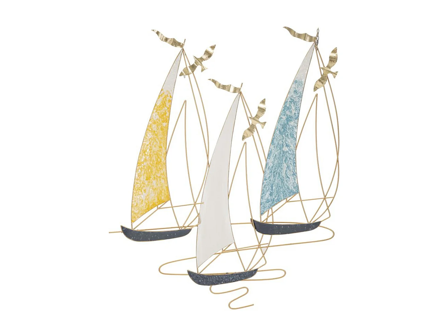 Décoration 3D en Métal Bateaux 3, Multicouleur, 78,7x3,8x97,8 cm, Seven Design