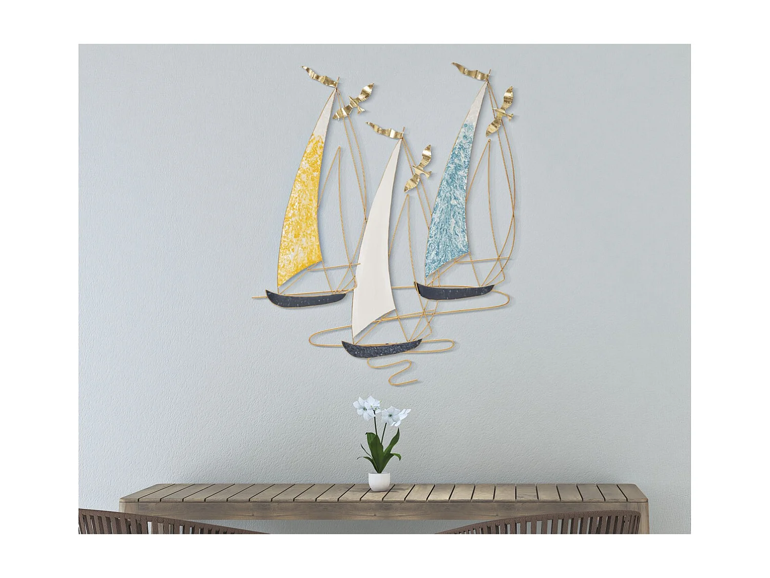 Décoration 3D en Métal Bateaux 3, Multicouleur, 78,7x3,8x97,8 cm, Seven Design