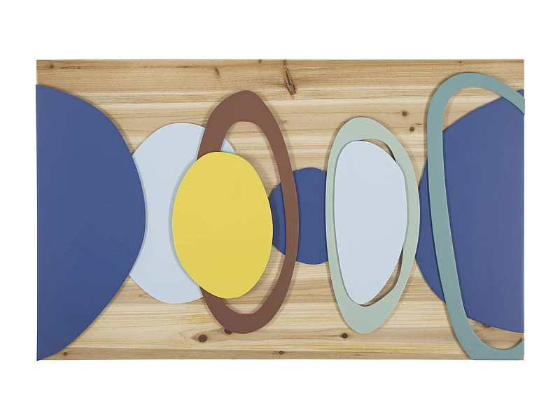 Décoration en Métal et Bois Géométrique 12, Multicouleur, 80x2,5x50 cm, Seven Design