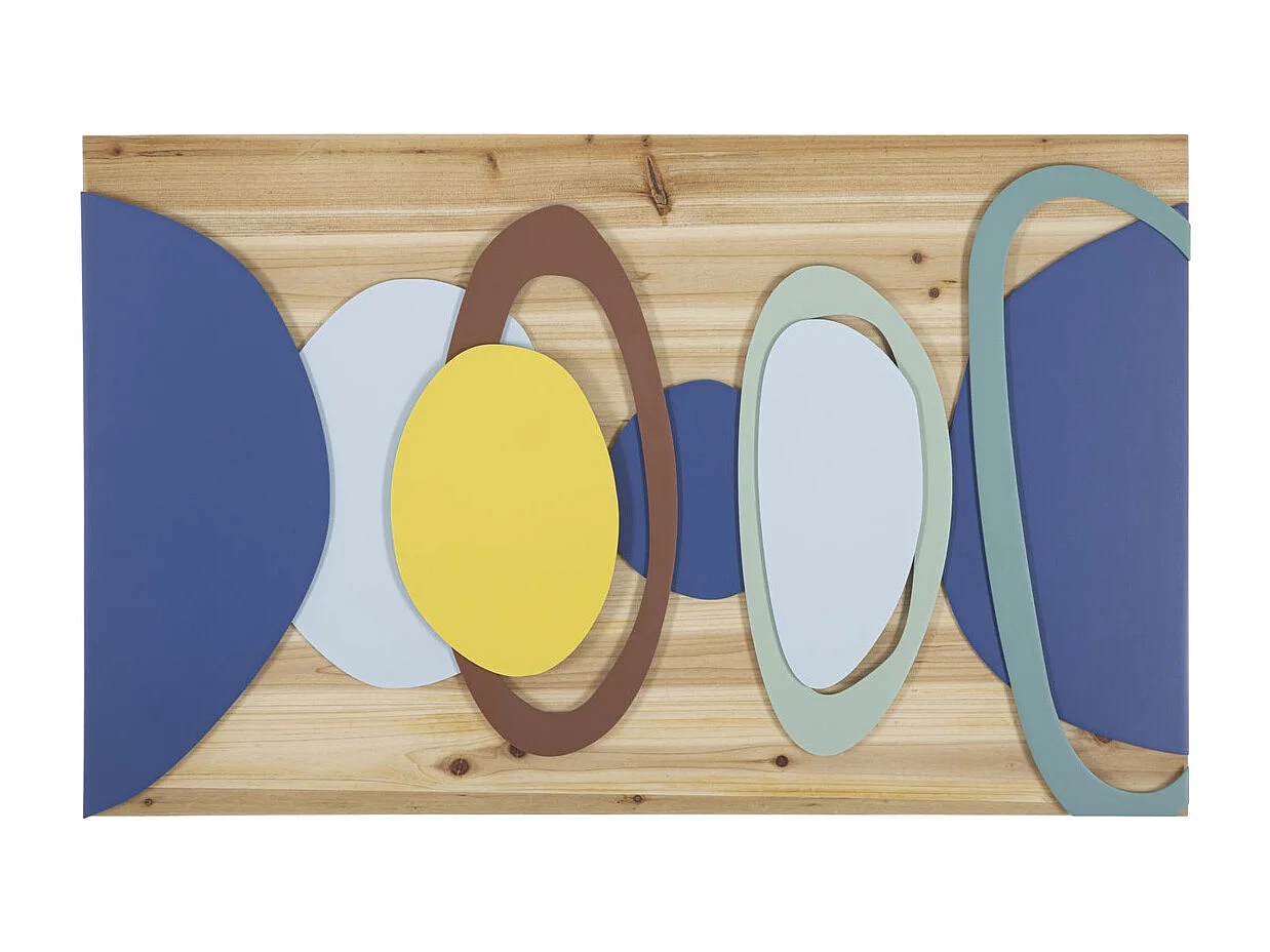 Décoration en Métal et Bois Géométrique 12, Multicouleur, 80x2,5x50 cm, Seven Design