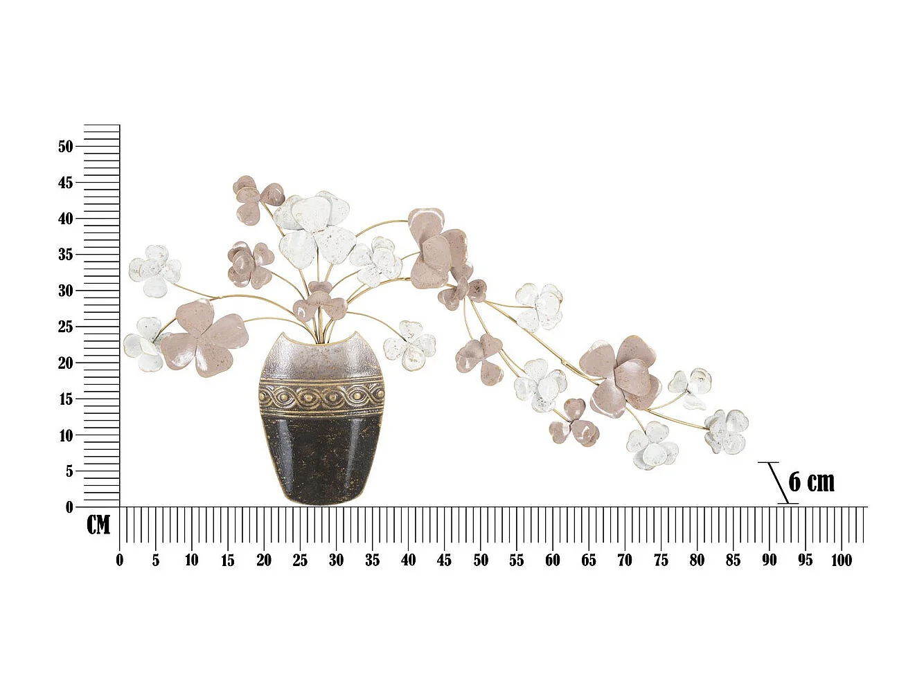 Décoration 3D en Métal Fleurs 35, Multicouleur, 87,5x6x46 cm, Seven Design