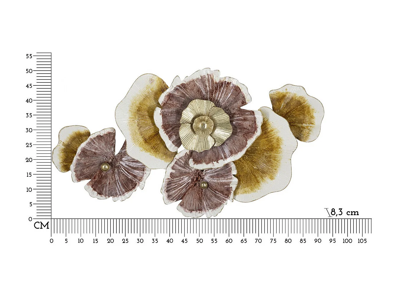 Décoration 3D en Métal Fleurs 16, Multicouleur, 92,1x8,3x51,4 cm, Seven Design