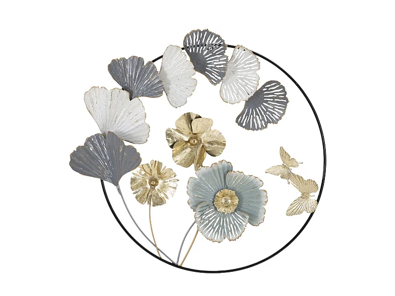 Décoration 3D en Métal Fleurs 21, Multicouleur, 78,5x5x74 cm, Seven Design