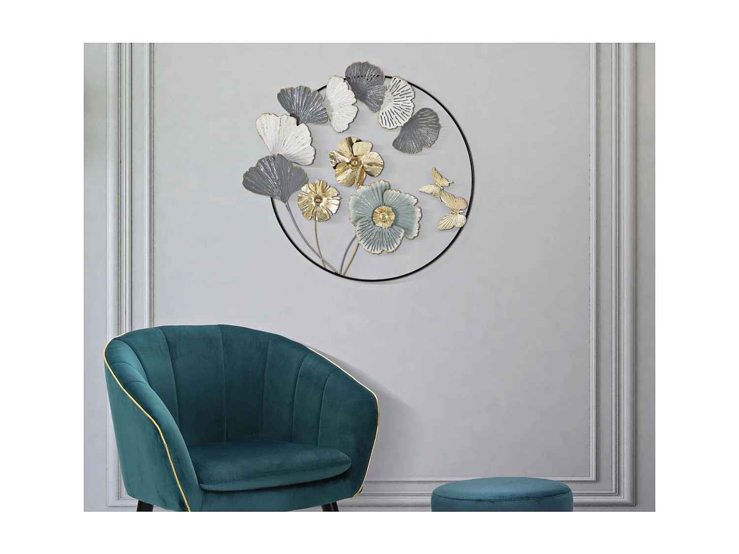 Décoration 3D en Métal Fleurs 21, Multicouleur, 78,5x5x74 cm, Seven Design