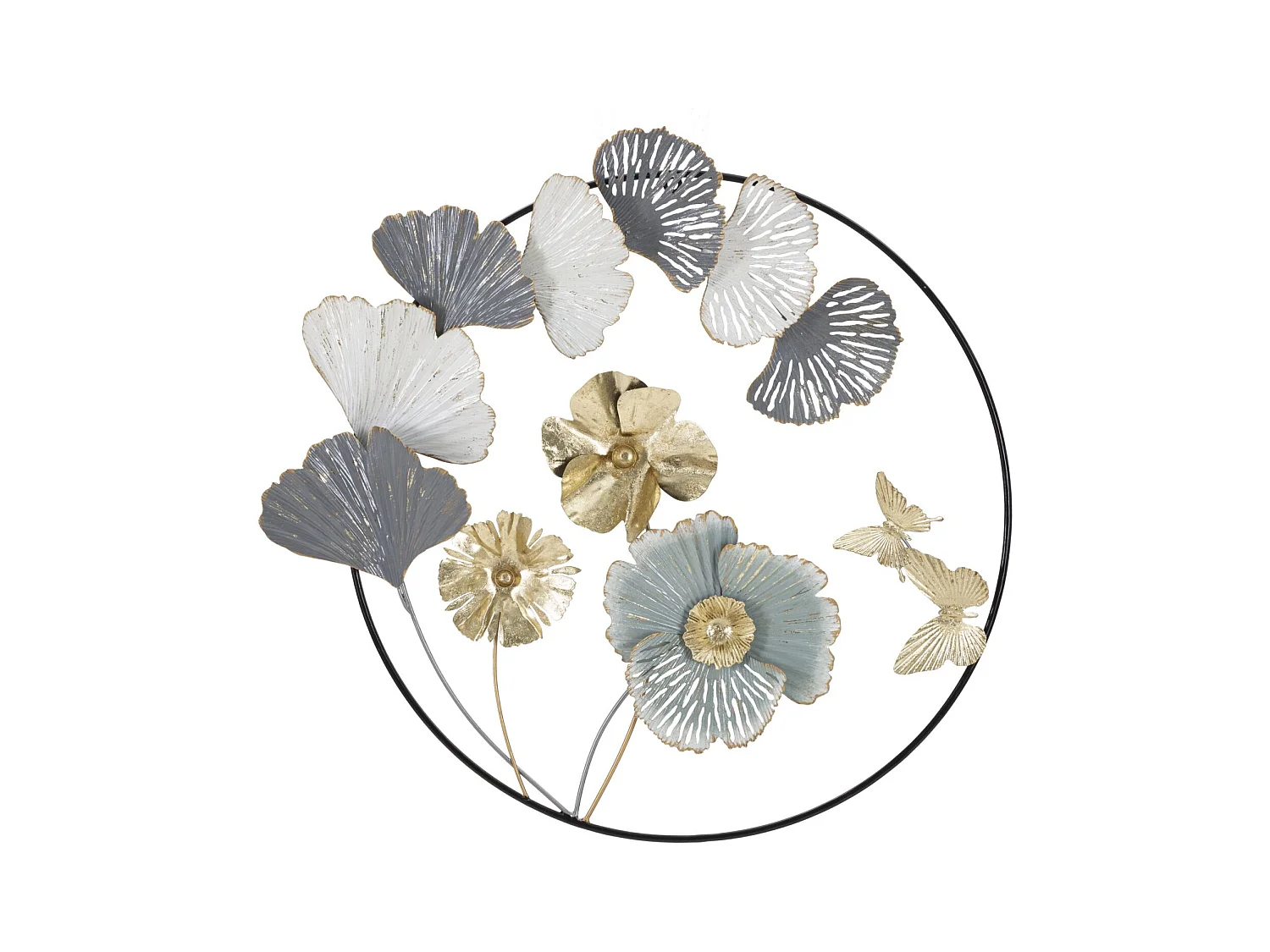 Décoration 3D en Métal Fleurs 21, Multicouleur, 78,5x5x74 cm, Epikasa