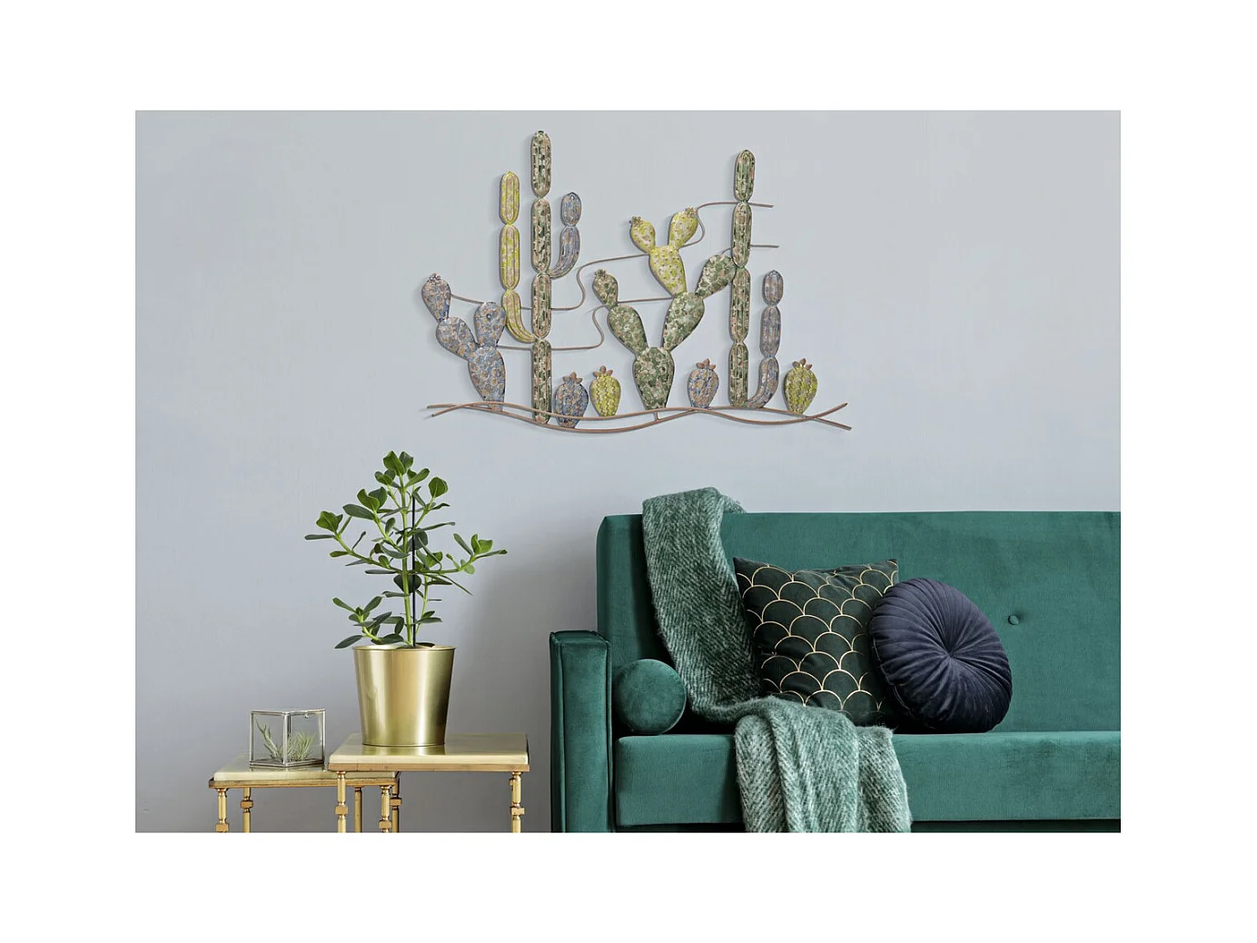 Metalowa Dekoracja 3D Kaktus 1, Wielokolorowy, 90x2,5x64 cm, Seven Design