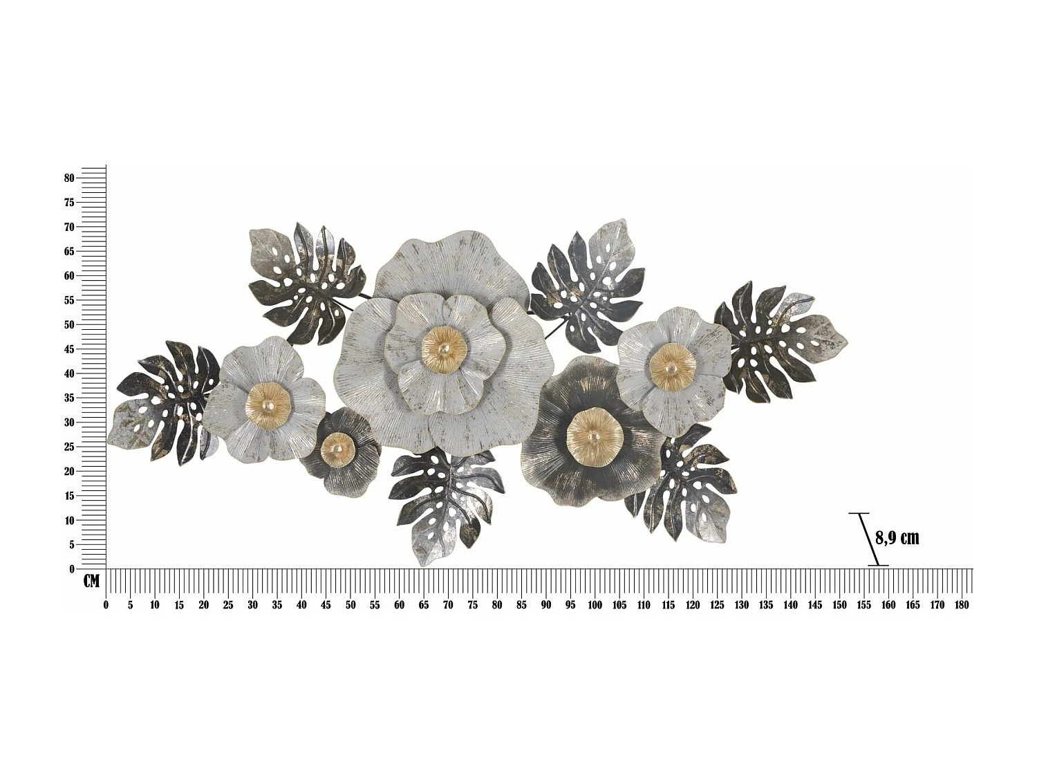 Decorazione in Metallo 3D Fiori 6, Multicolore, 152x8,9x72,4 cm, Seven Design