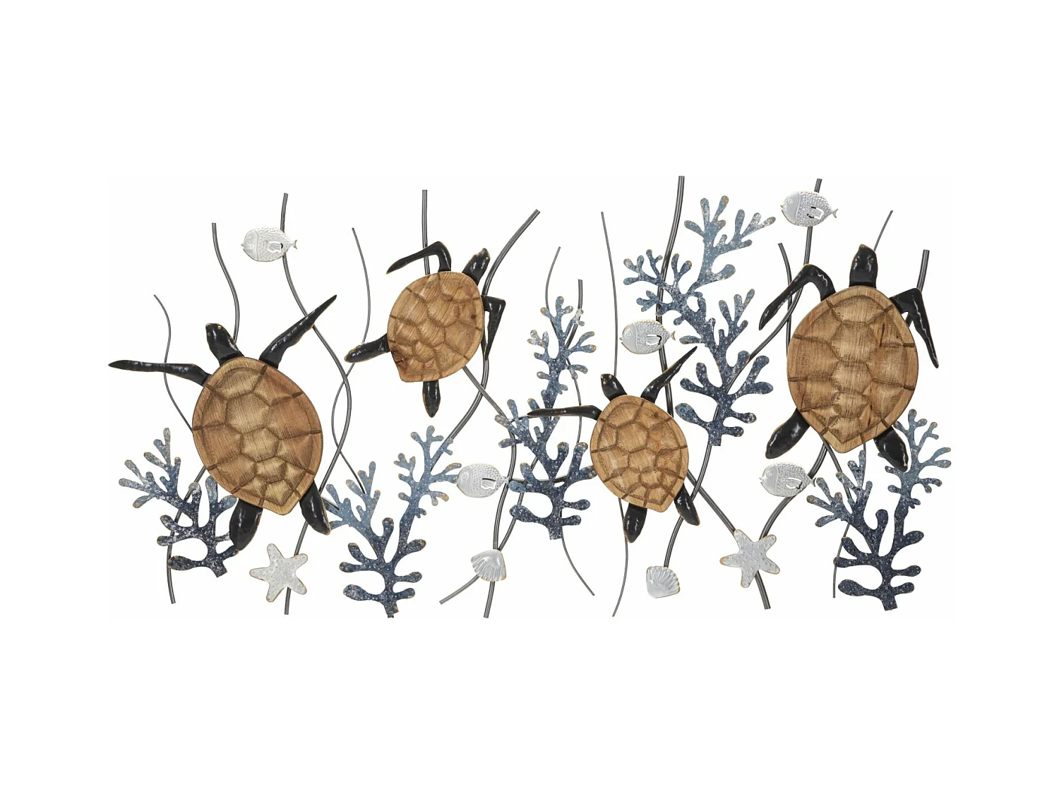 Décoration 3D en Métal Tortues, Multicouleur, 132,7x5,7x69,9 cm, Epikasa
